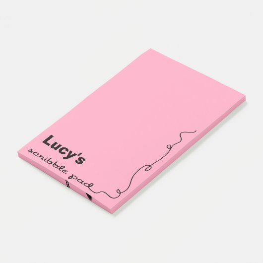 Individuelle Name Pink Scribble Pad Post-it Klebezettel (angewinkelt)