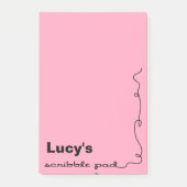 Individuelle Name Pink Scribble Pad Post-it Klebezettel (Vorderseite)