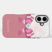 Individuelle Name Pink Snowflake Ribbon iPhone 16 Case-Mate iPhone Hülle (Rückseite (Horizontal))