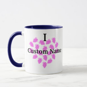 Individuelle Name Pink Strawberry Herz Liebe Tasse