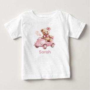 Individuelle Name Pink Teddy Bear Baby Shirt