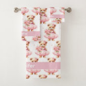 Individuelle Name Pink Teddy Bear Girl's Bath Hand Badhandtuch Set (Insitu)