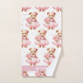 Individuelle Name Pink Teddy Bear Girl's Bath Hand Badhandtuch Set (Handtuch)