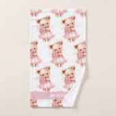 Individuelle Name Pink Teddy Bear Girl's Bath Hand Badhandtuch Set (Handtuch)