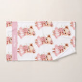 Individuelle Name Pink Teddy Bear Girl's Bath Hand Badhandtuch Set (Handtuch)