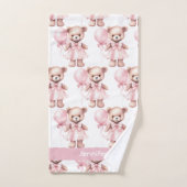 Individuelle Name Pink Teddy Bear Girl's Bath Hand Badhandtuch Set (Handtuch)