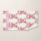 Individuelle Name Pink Teddy Bear Girl's Bath Hand Badhandtuch Set (Handtuch)