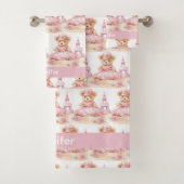 Individuelle Name Pink Teddy Bear Girl's Bath Hand Badhandtuch Set (Insitu)