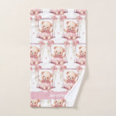 Individuelle Name Pink Teddy Bear Girl's Bath Hand Badhandtuch Set (Handtuch)