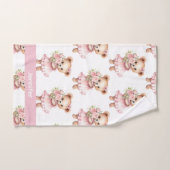 Individuelle Name Pink Teddy Bear Girl's Bath Hand Badhandtuch Set (Handtuch)