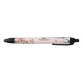 Individuelle Name Pink Tulip Floral Stethoscope Nu Kugelschreiber (Unterseite)