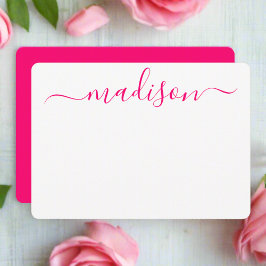 Individuelle Name Pink Typografy Script Feminine Mitteilungskarte