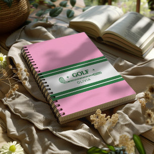 Individuelle Name Pink und Green Golf Liebhaber Notizblock