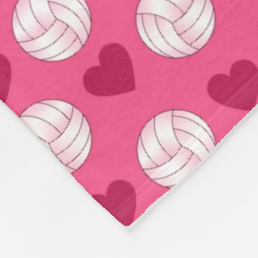 Individuelle Name Pink Volleyballs Herz und Bogen Fleecedecke (Ecke)