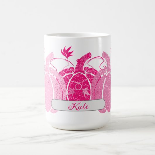 Individuelle Name Pink & White Fall Kürbis Kaffeetasse (Mittel)