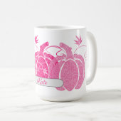 Individuelle Name Pink & White Fall Kürbis Kaffeetasse (VorderseiteRechts)