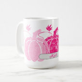 Individuelle Name Pink & White Fall Kürbis Kaffeetasse (Vorderseite Links)