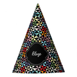 individuelle Name Pinwheel Muster Schwarz Partyhütchen