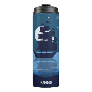 Individuelle Name Pirate Ship tumbler Thermosbecher