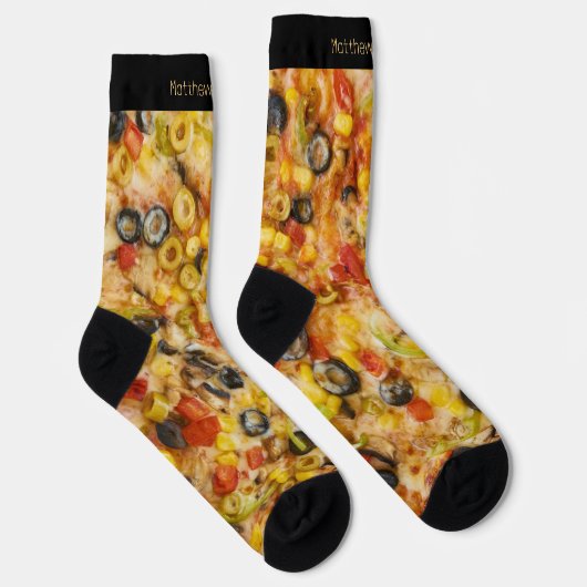 Individuelle Name Pizza Lover's Men's Crew Socken (Rechts)