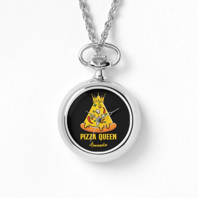 Individuelle Name Pizza Queen Armbanduhr (Vorderseite)