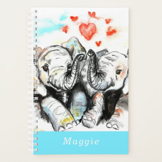 Individuelle Name-Planer mit Couple Elephant Planer (Vorderseite)