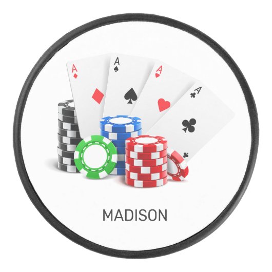 Individuelle Name Poker / Casino Eishockey Puck (Vorderseite)