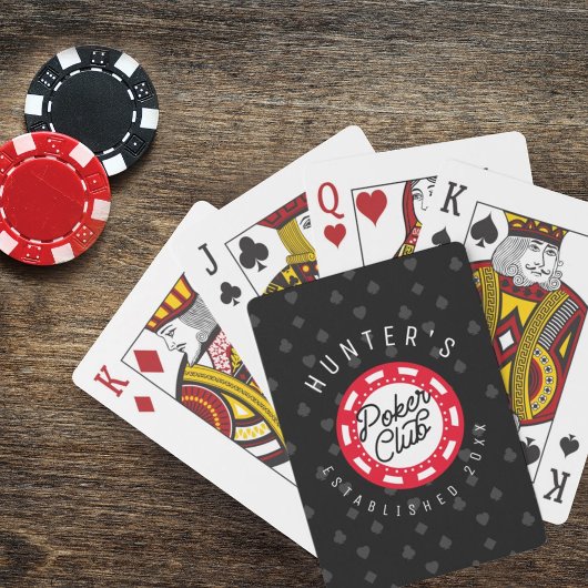Individuelle Name Poker Club Spielabend Schwarz & Spielkarten