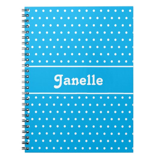 Individuelle Name Polka Dot Blue und White Notizblock (Vorderseite)
