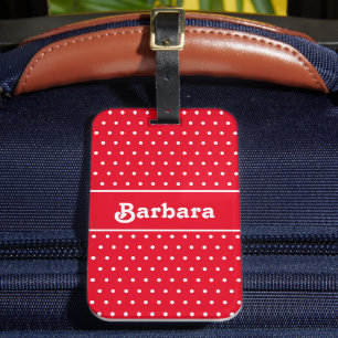 Individuelle Name Polka Dot Red und White Gepäckanhänger