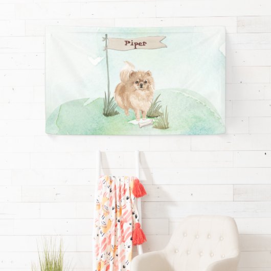 Individuelle Name Pommeranian Haustier Hund Banner (Insitu)