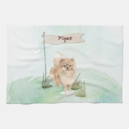 Individuelle Name Pommeranian Haustier Hund Geschirrtuch