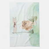 Individuelle Name Pommeranian Haustier Hund Geschirrtuch (Vertikal)