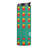 Individuelle Name Pommes frites auf aquamarin Thermosbecher (Nach links gedreht)
