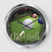 Individuelle Name Pool Hall Billiard Spielzimmer S Große Wanduhr (Vorderseite)