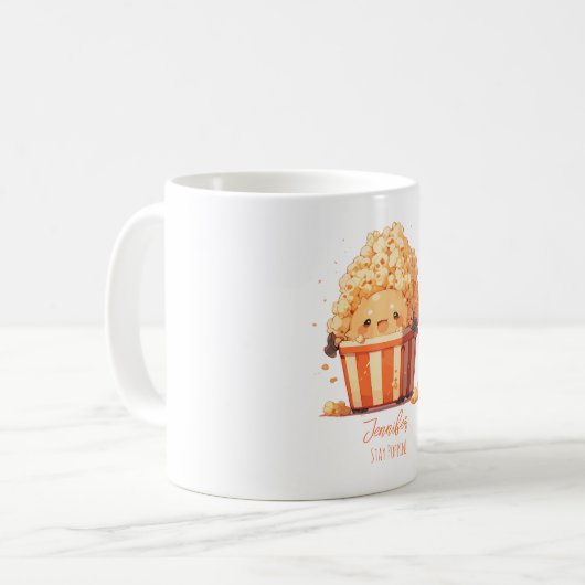 Individuelle Name Popcorn Kaffee Tasse (Vorderseite Links)