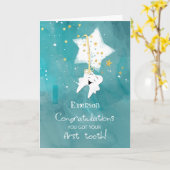 Individuelle Name Popped First Tooth Glückwünsche Karte (Gelbe Blume)