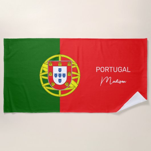 Individuelle Name Portugese Flag Strandtuch (Vorderseite)