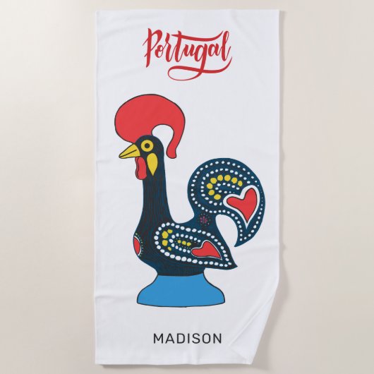 Individuelle Name Portugese Rooster Strandtuch (Vorderseite)