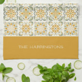 Individuelle Name Portugese Tiles Pattern Geschirrtuch (Gefaltet)