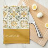 Individuelle Name Portugese Tiles Pattern Geschirrtuch (Viertel Falte)