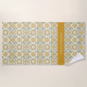 Individuelle Name Portugese Tiles Pattern Strandtuch (Vorderseite)
