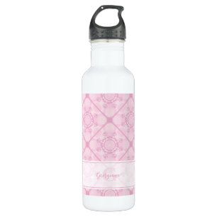Individuelle Name Preppy in Pink Mandala Diamond g Edelstahlflasche