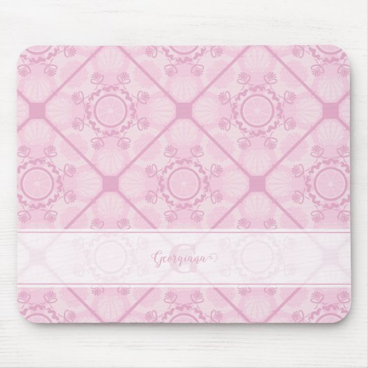Individuelle Name Preppy in Pink Mandala Diamond g Mousepad (Vorne)