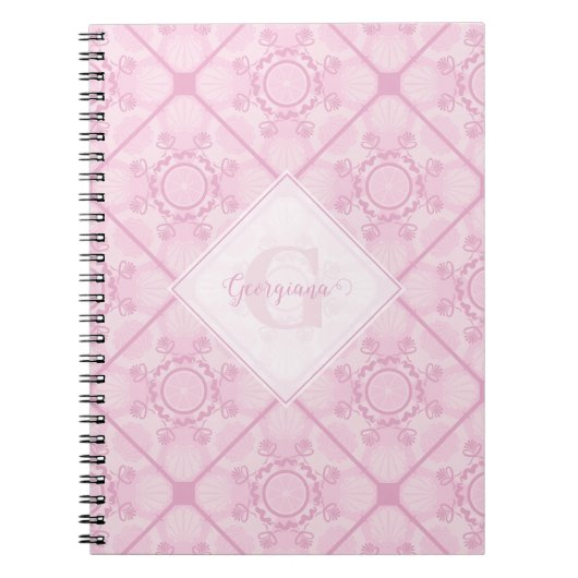 Individuelle Name Preppy in Pink Mandala Diamond g Notizblock (Vorderseite)