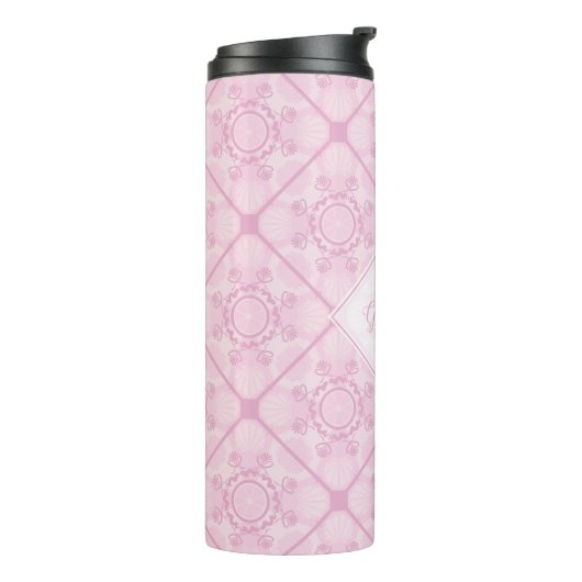 Individuelle Name Preppy in Pink Mandala Diamond g Thermosbecher (Nach links gedreht)