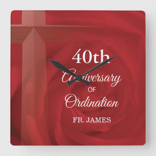 individuelle Name Priester Anniversary Ordination Quadratische Wanduhr (Vorderseite)