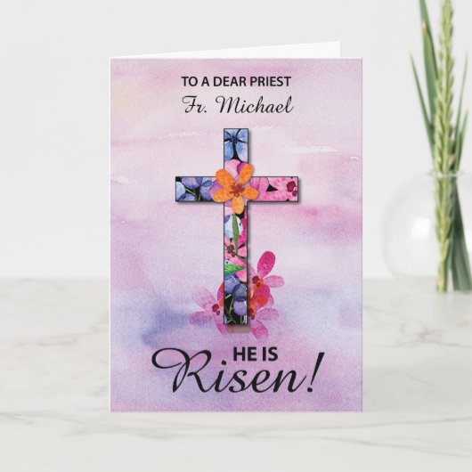 Individuelle Name Priester Ostern Er ist Rised Cro Karte (Vorderseite)