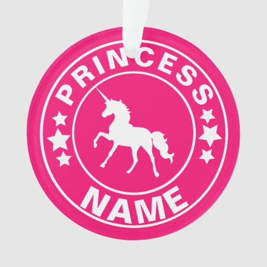 Individuelle Name-Prinzessin Rainbow Pink Ornament (Vorderseite)