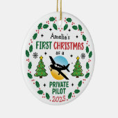Individuelle Name Private Pilot Personalisiert Wei Keramik Ornament (Rechts)